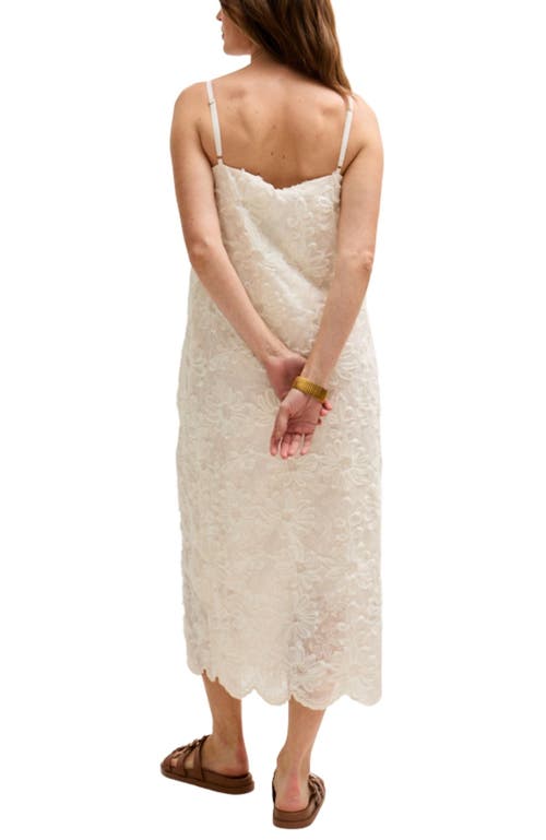 Lily And Lionel Lotus Ribbon Work Scallop Hem Top In White