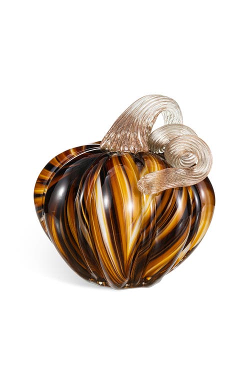 Fall Multi Striped Glass Short Pumpkins