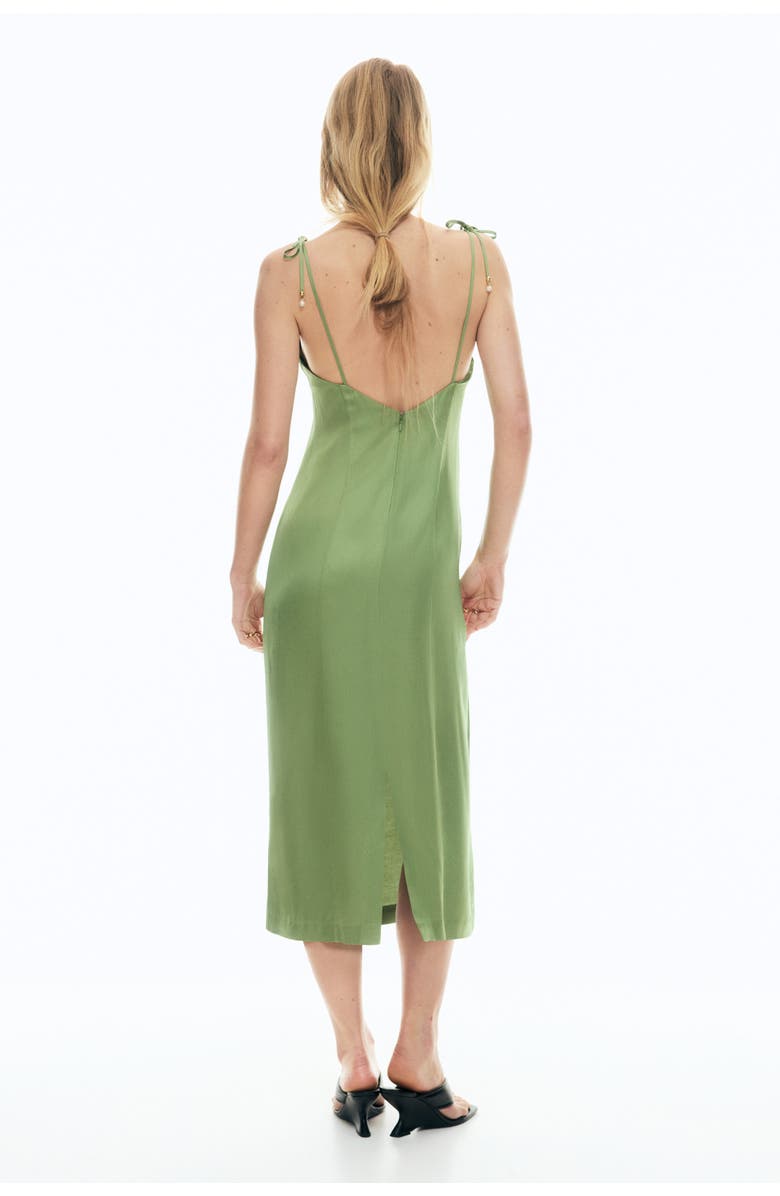 H&M Tie-strap satin dress, Alternate, color, Green