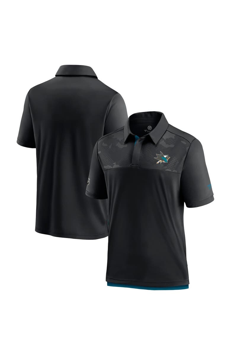 FANATICS Men's Fanatics Branded Black San Jose Sharks Authentic Pro Locker Room Team Polo, Main, color, 