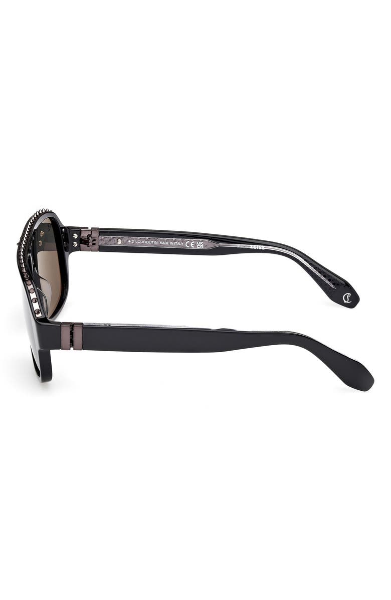 Christian Louboutin Roller 57mm Navigator Sunglasses, Alternate, color, Black/ Gunmetal/ Zeiss Smoke