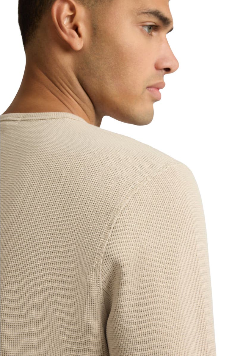 Onia Heavyweight Cotton Waffle Henley Sweatshirt, Alternate, color, Sand