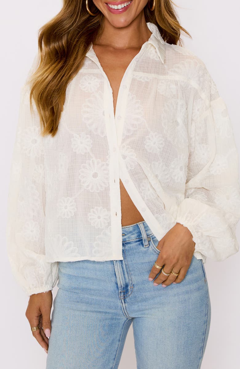 VICI Collection Marley Floral Jacquard Long Sleeve Button-Up Shirt, Alternate, color, Cream