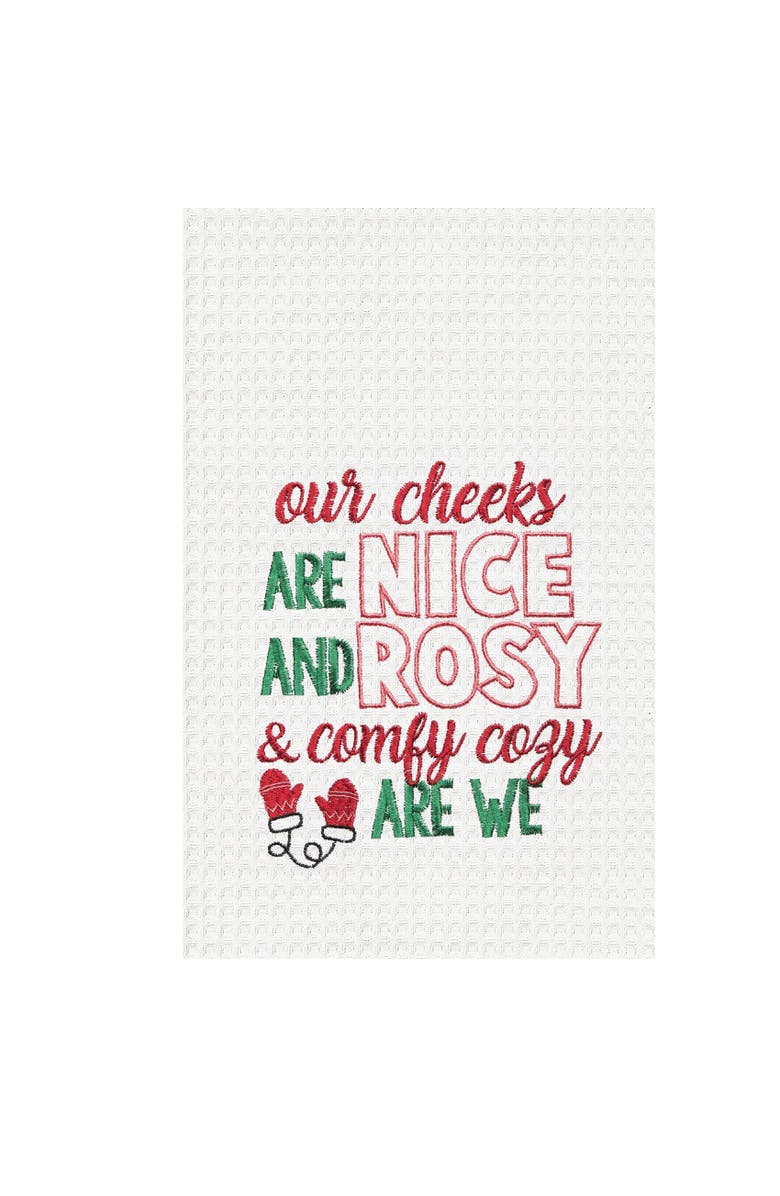 C&F Home Nice Rose & Cozy Embroidered Waffle Weave Kitchen Towel, Alternate, color, White