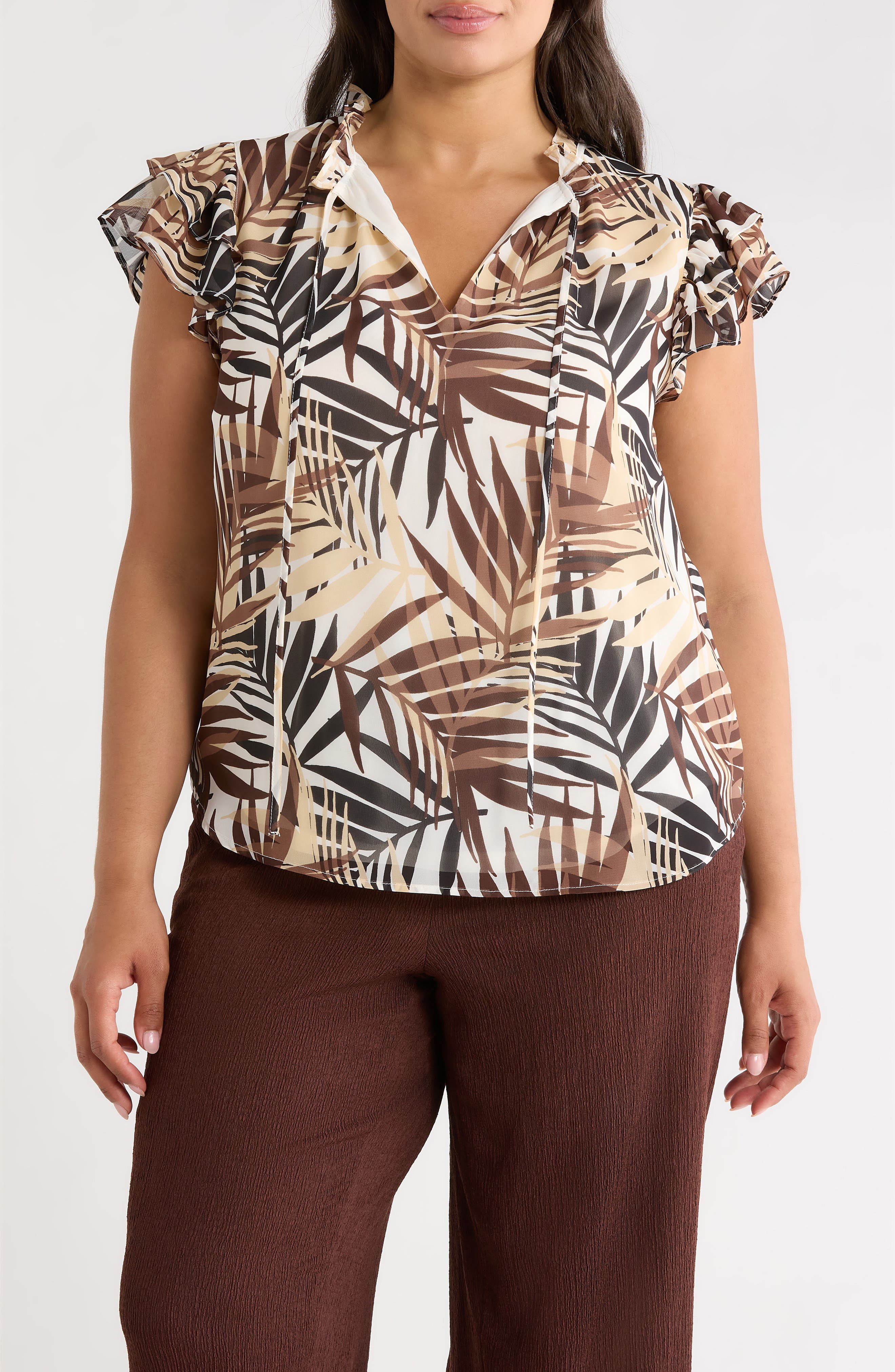 Ruffle Tie Neck Top
