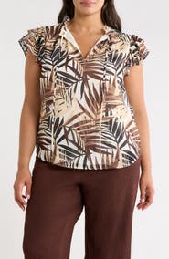 Anne Klein Ruffle Tie Neck Top