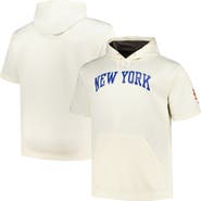 PROFILE Men's Profile Oatmeal New York Mets Big & Tall Contrast Short Sleeve Pullover Hoodie