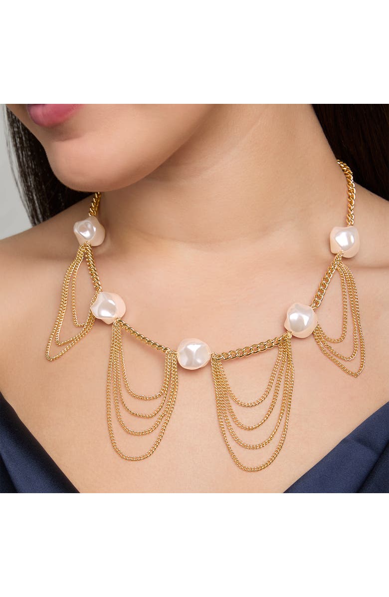 BCBG Pearl Layer Necklace, Alternate, color, Gold