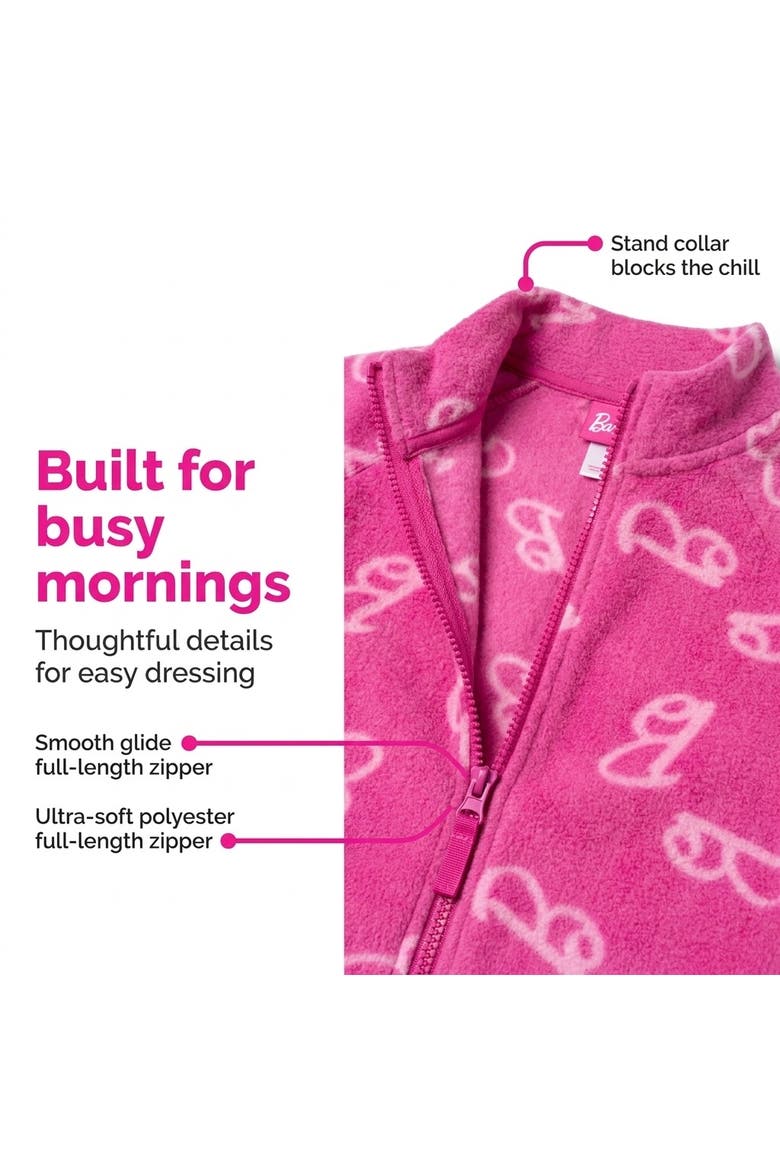 Fleece Zip-Up Jacket, Alternate, color, Two Tone Pink