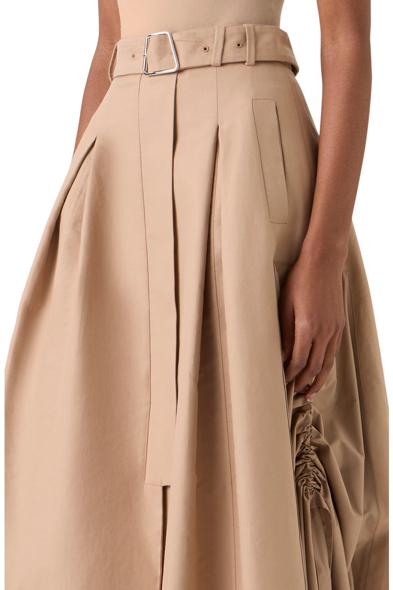 Cotton Double Face Midi Skirt, Alternate, color, CAMEL