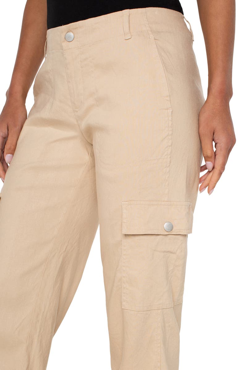 Liverpool Los Angeles Linen Blend Crop Cargo Pants, Alternate, color, 