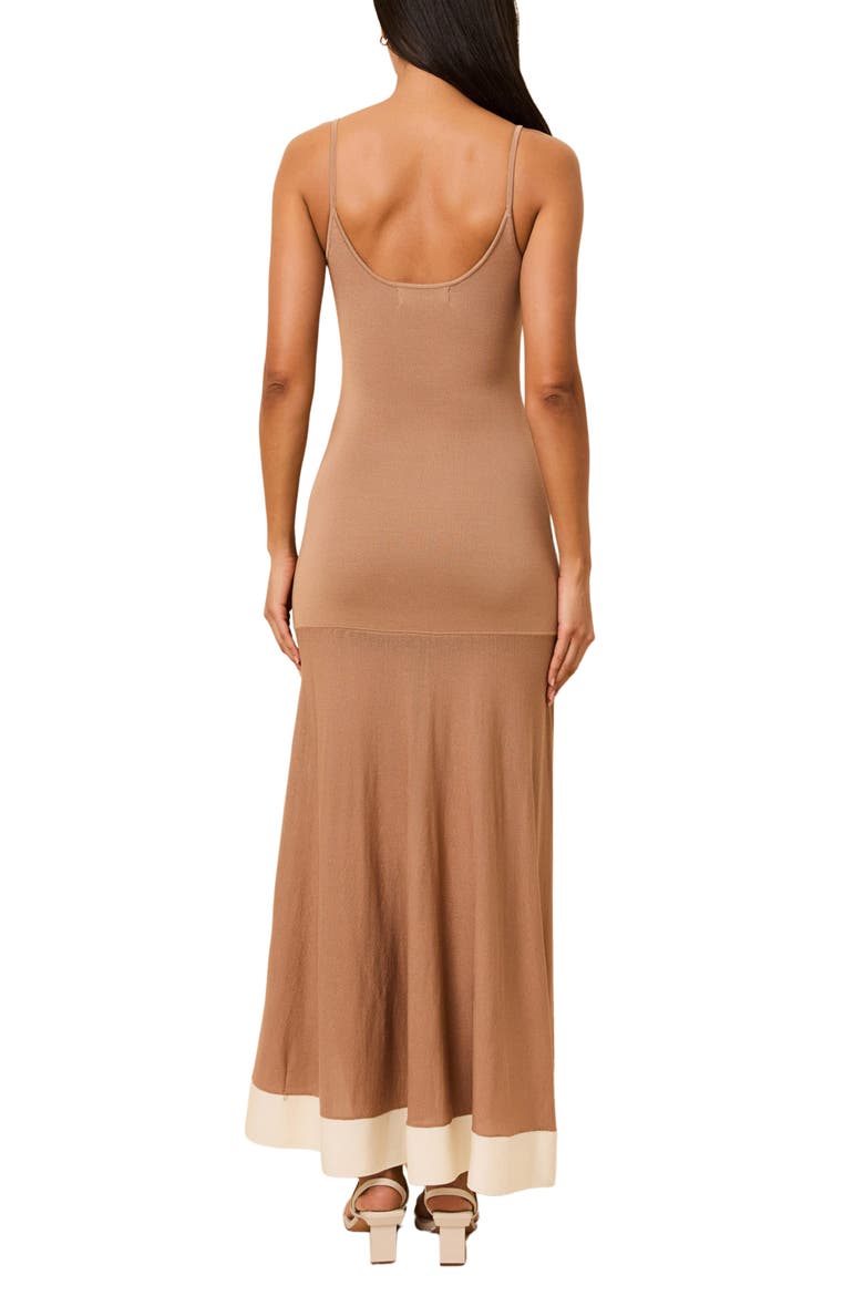 The Tess Contrast Border Sweater Dress, Alternate, color, CAMEL