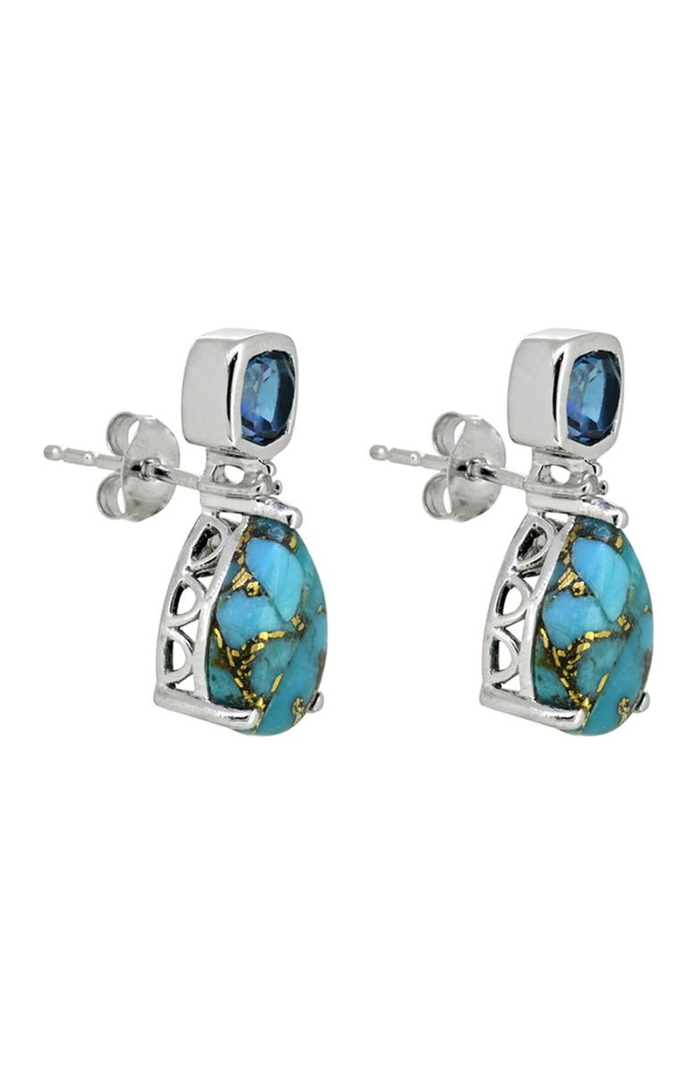 NITYA Sterling Silver Blue Copper Turquoise London Blue Topaz Earrings, Alternate, color,