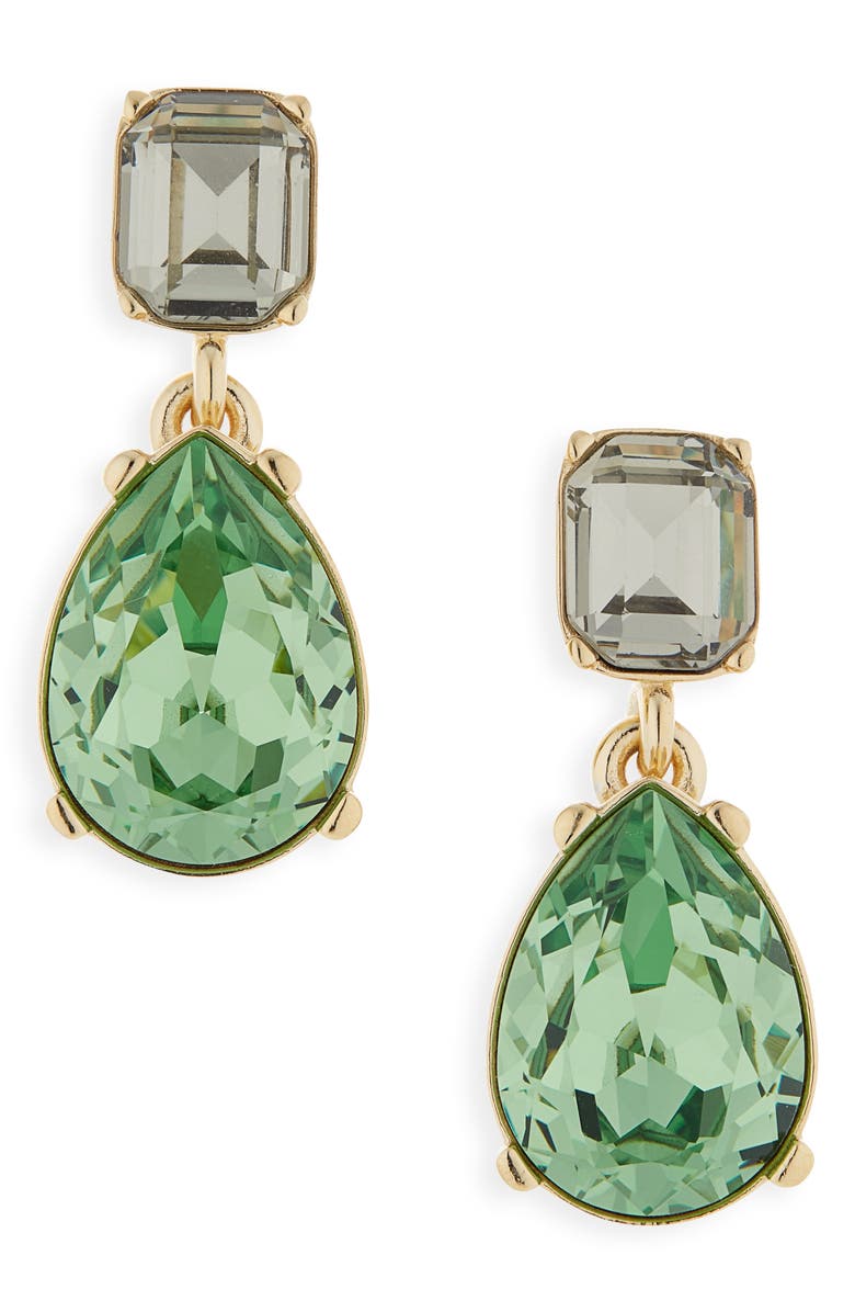 Oscar de la Renta Crystal Drop Earrings, Main, color, Peridot