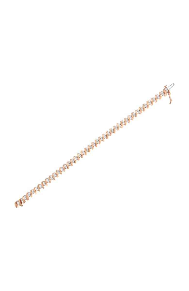 Haus of Brilliance 14KT Rose Gold Plated Silver Diamond S Link Tennis Bracelet, Alternate, color, Pink