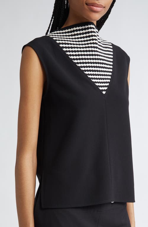Shop Proenza Schouler Prescott Knit Panel Sleeveless Crepe Top In Black Multi