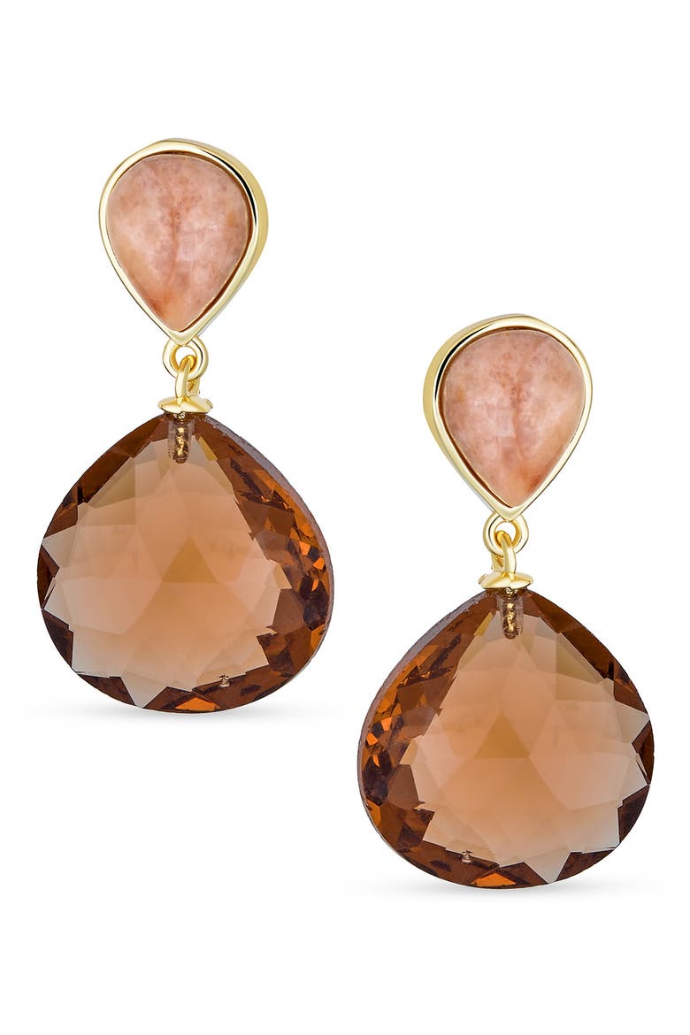 Briolette Drop Earrings, Alternate, color, BROWN