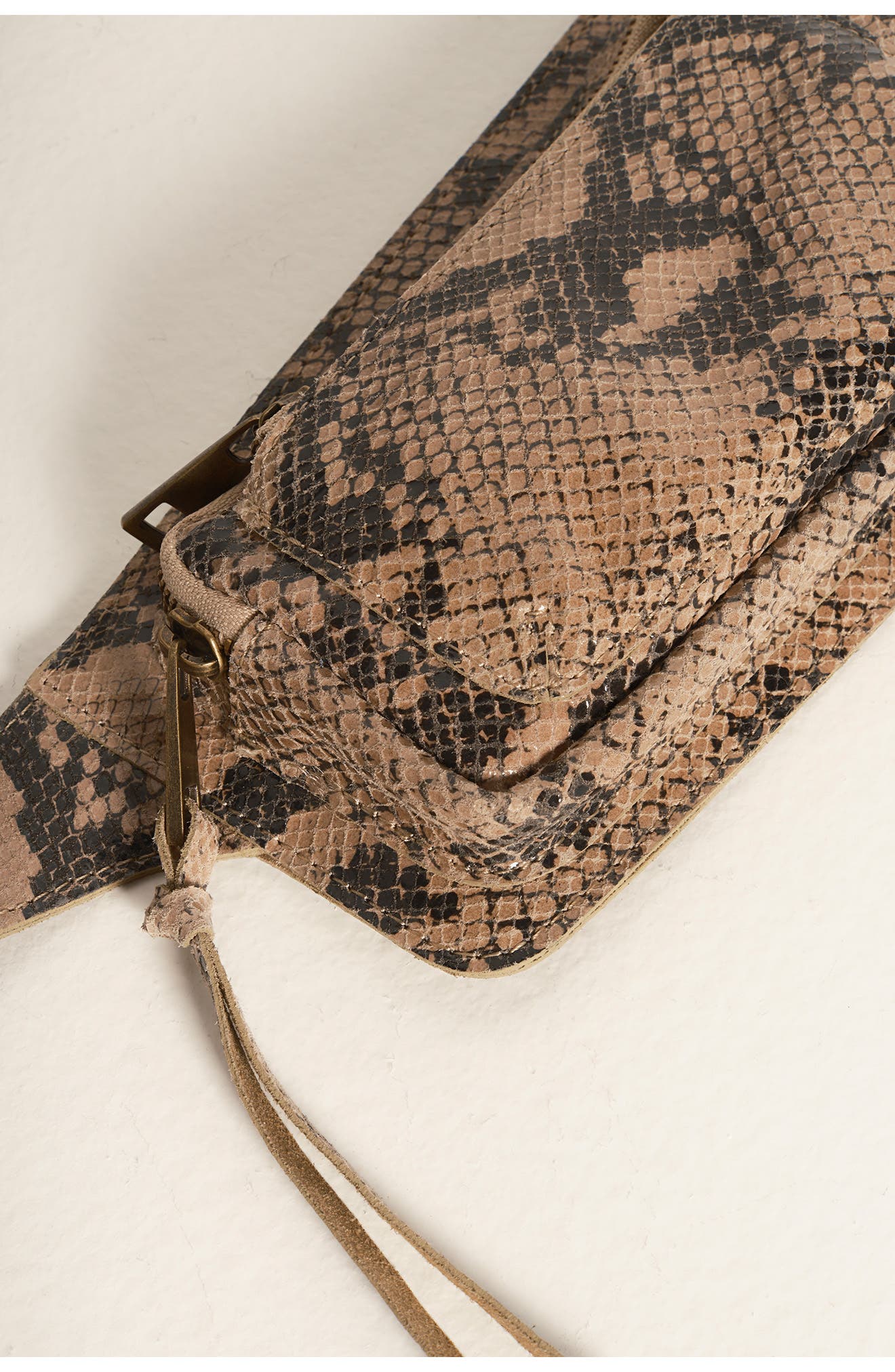 Free People Avalon Leather Sling Bag, Alternate, color, Snake Print Tan