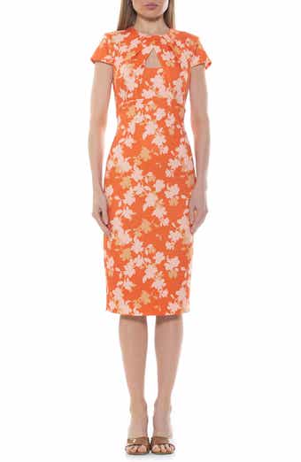 Janine Crewneck Draped Midi Sheath Dress