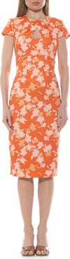 Alexia Admor Janine Crewneck Draped Midi Sheath Dress