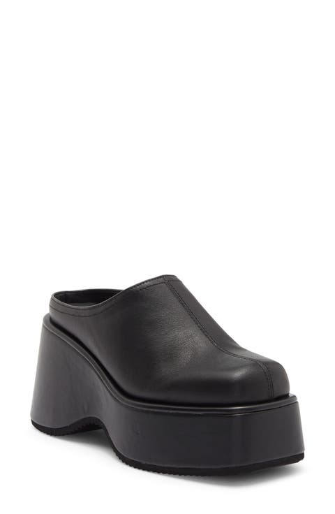 Waveform Leather Platform Wedge Mule