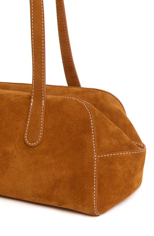 Mansur Gavriel Helios Suede Shoulder Bag In Brown