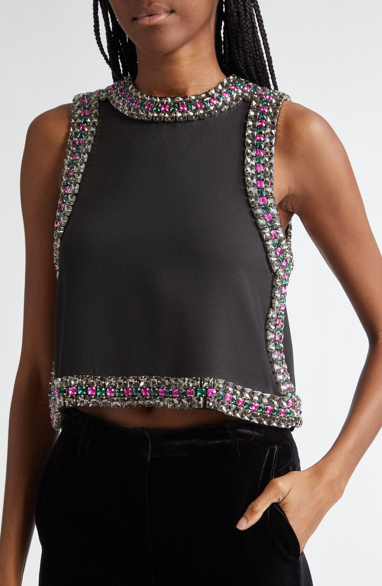 L'AGENCE Bastia Embellished Trim Crop Tank, Alternate, color, 