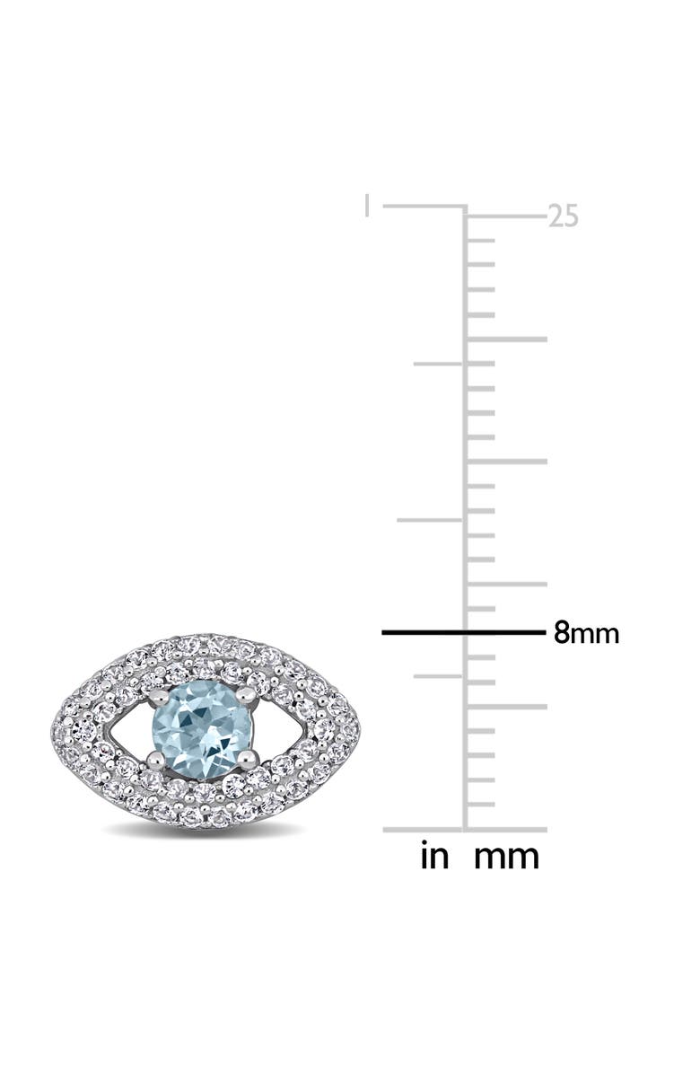 DELMAR Blue Topaz & Lab Created White Sapphire Evil Eye Stud Earrings, Alternate, color, Blue
