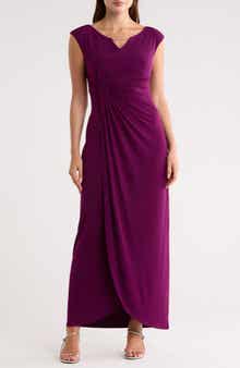Crystal Notch Side Ruched Gown