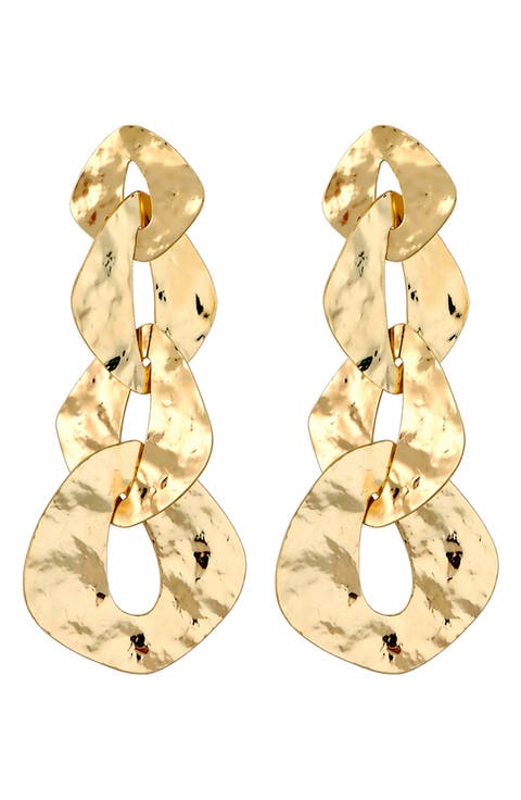 Hammered Link Linear Earrings