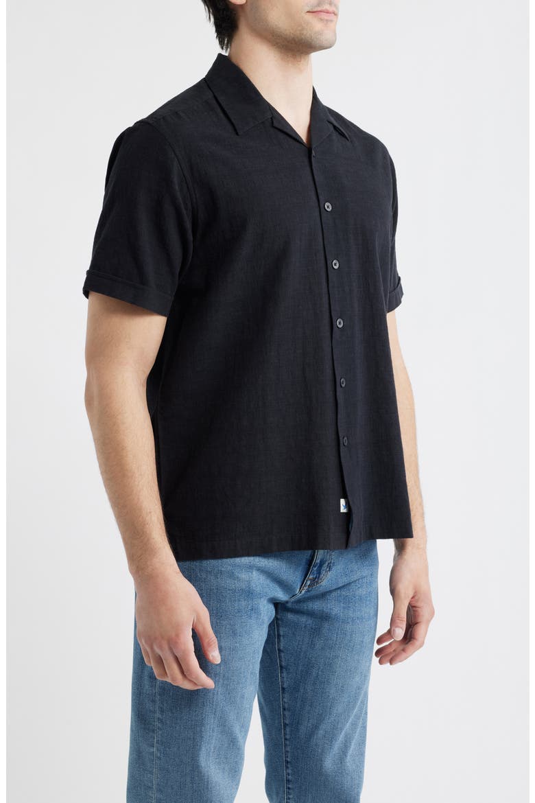 Ephesia Slub Cotton Camp Shirt, Alternate, color, BLACK