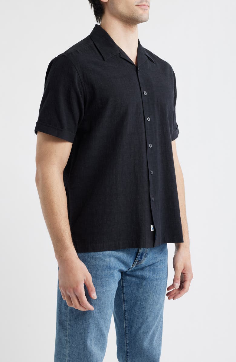 James Campbell Ephesia Slub Cotton Camp Shirt, Alternate, color, Black