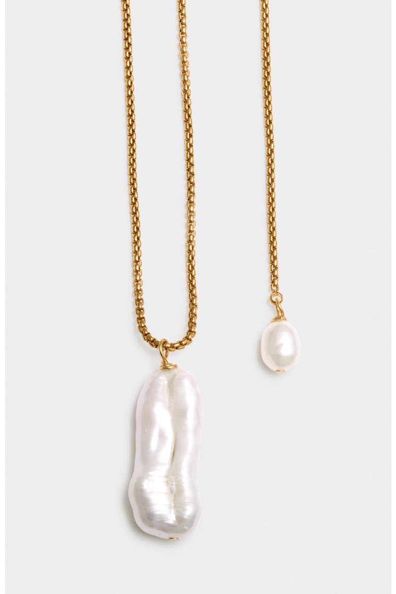 Pearl Lustre Lariat Necklace, Alternate, color, Gold
