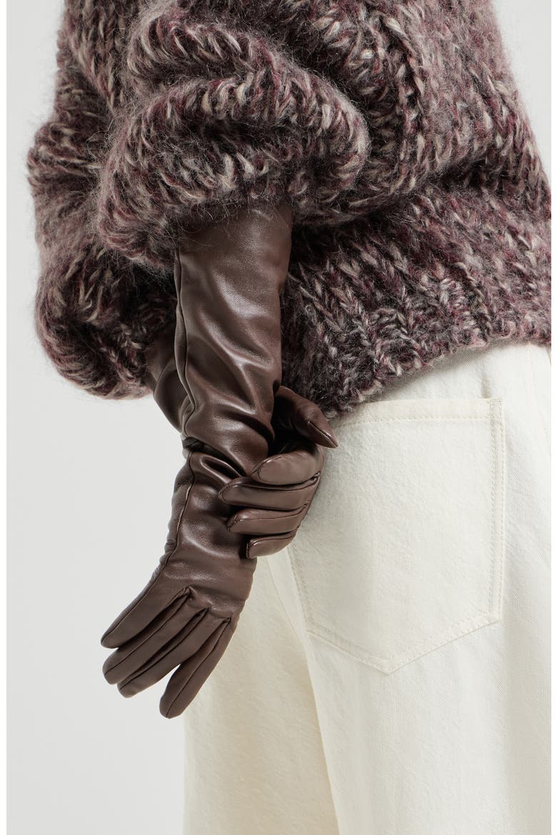 Nappa leather long gloves, Alternate, color, Rust Brown