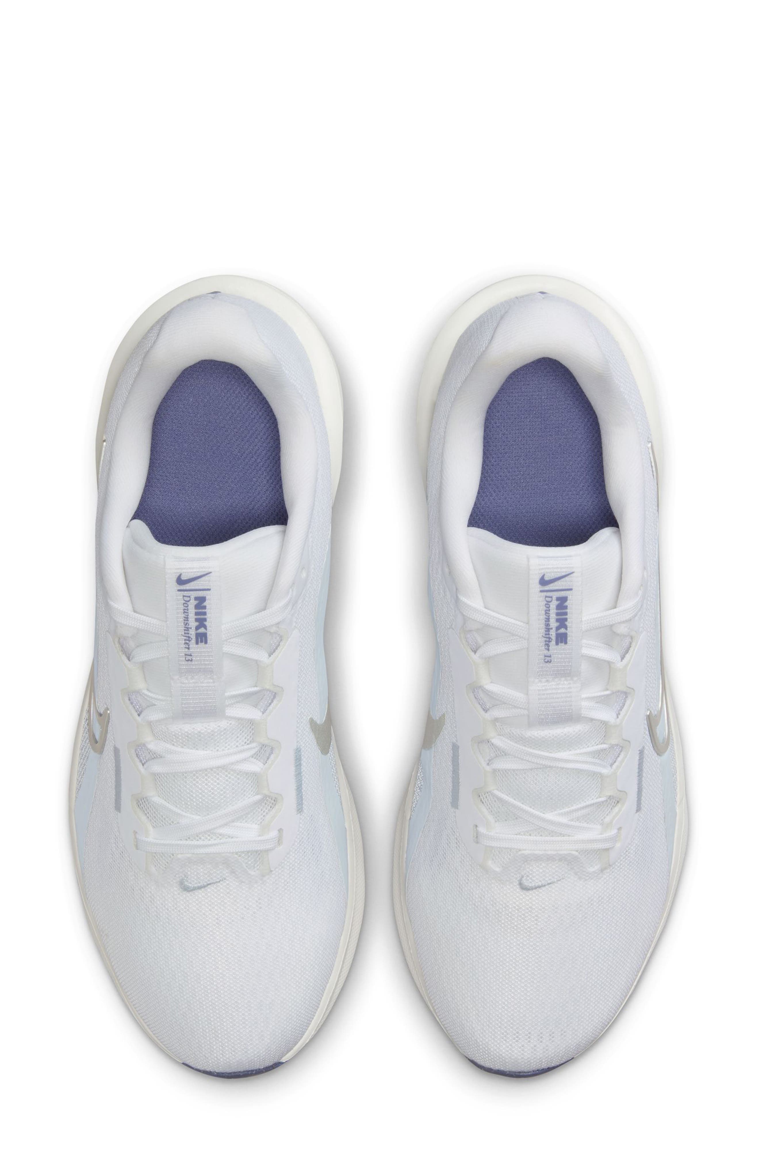 Downshifter 13 Sneaker, Alternate, color, WHITE/ METALLIC SILVER/ GREY
