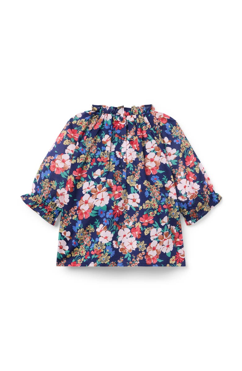 Janie and Jack Floral Ruffle Smocked Top, Alternate, color, Blue