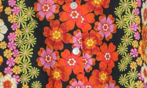 Apny Print Cotton Button-up Shirt In Gold Multi