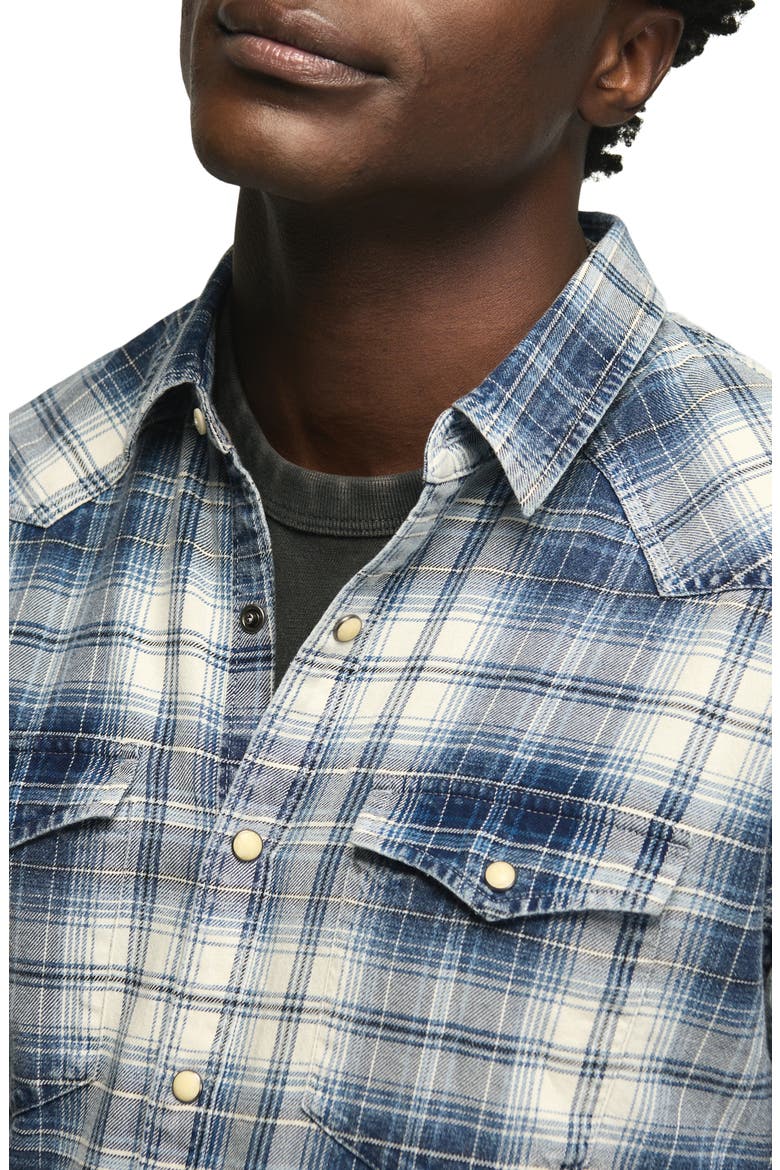 Plaid Long Sleeve Western Shirt, Alternate, color, INDIGO PLAID