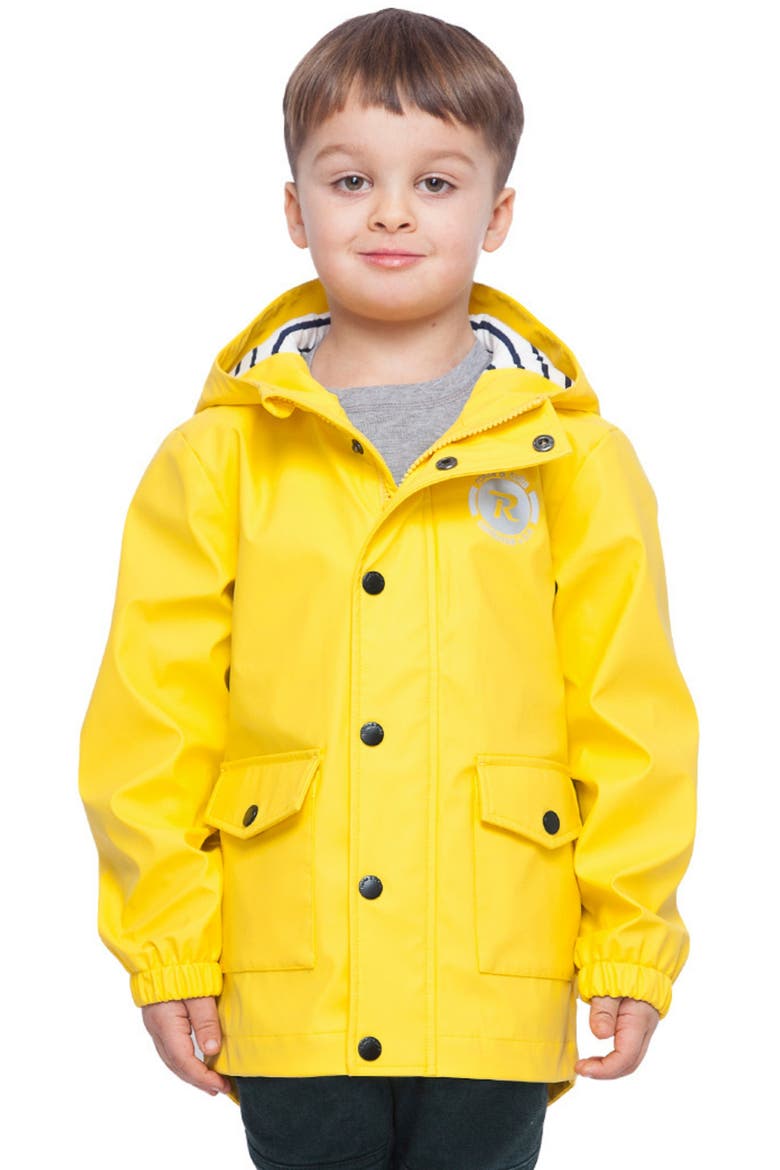 Kids' Waterproof Rain Coat Rubberized Jacket, Main, color, Lemon chrome