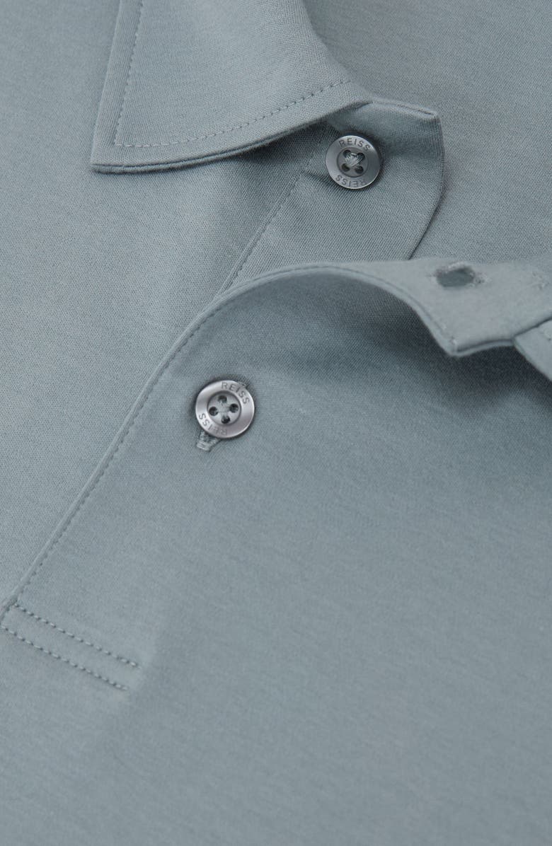 Reiss Earl Solid Cotton Polo, Alternate, color, Steel Blue