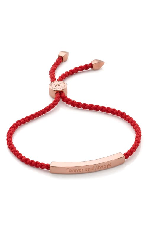Monica Vinader Linear Friendship Bracelet In Rose Gold/coral