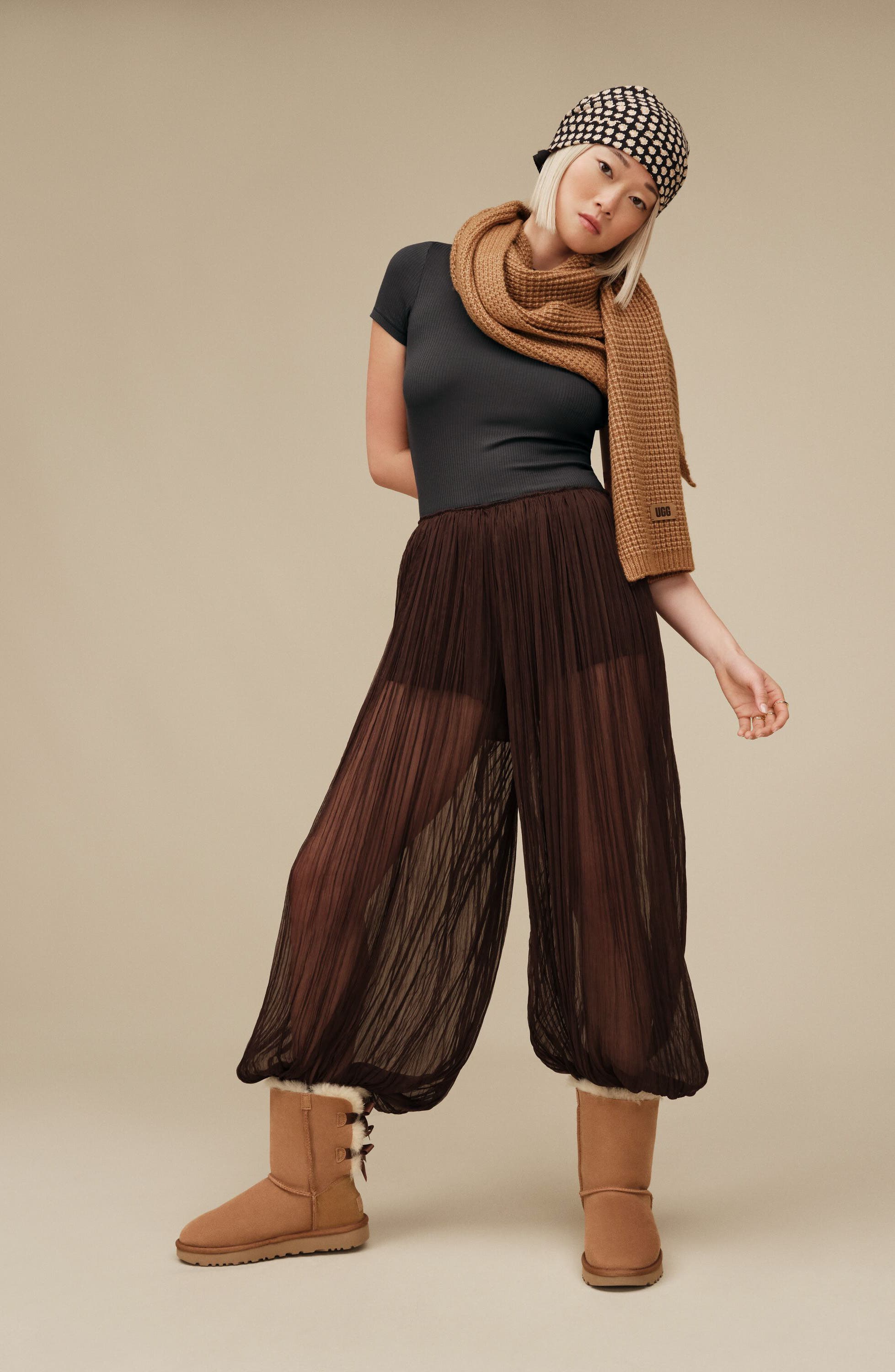 UGG<sup>®</sup> Bailey Bow II Genuine Shearling Boot, Alternate, color, Chestnut Suede