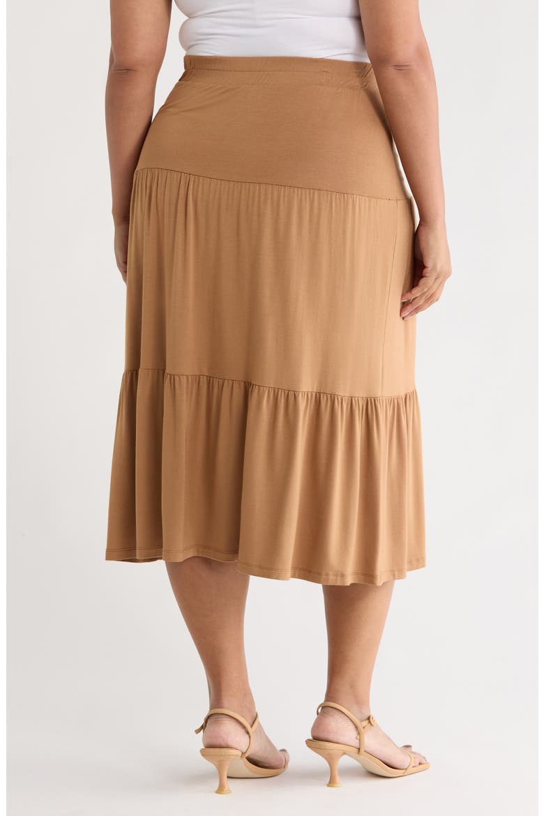 Tiered Jersey Maxi Skirt, Alternate, color, CARAMEL