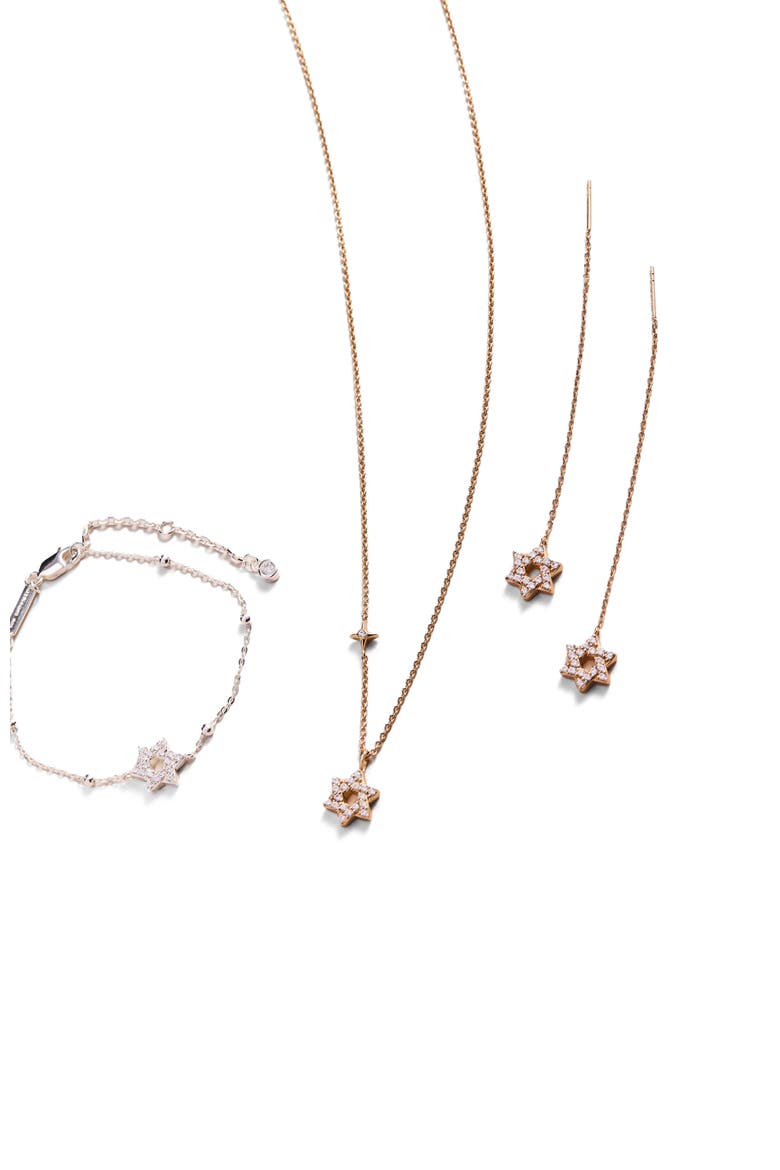 Delicate Pave Star of David Threader Earrings, Alternate, color, Gold