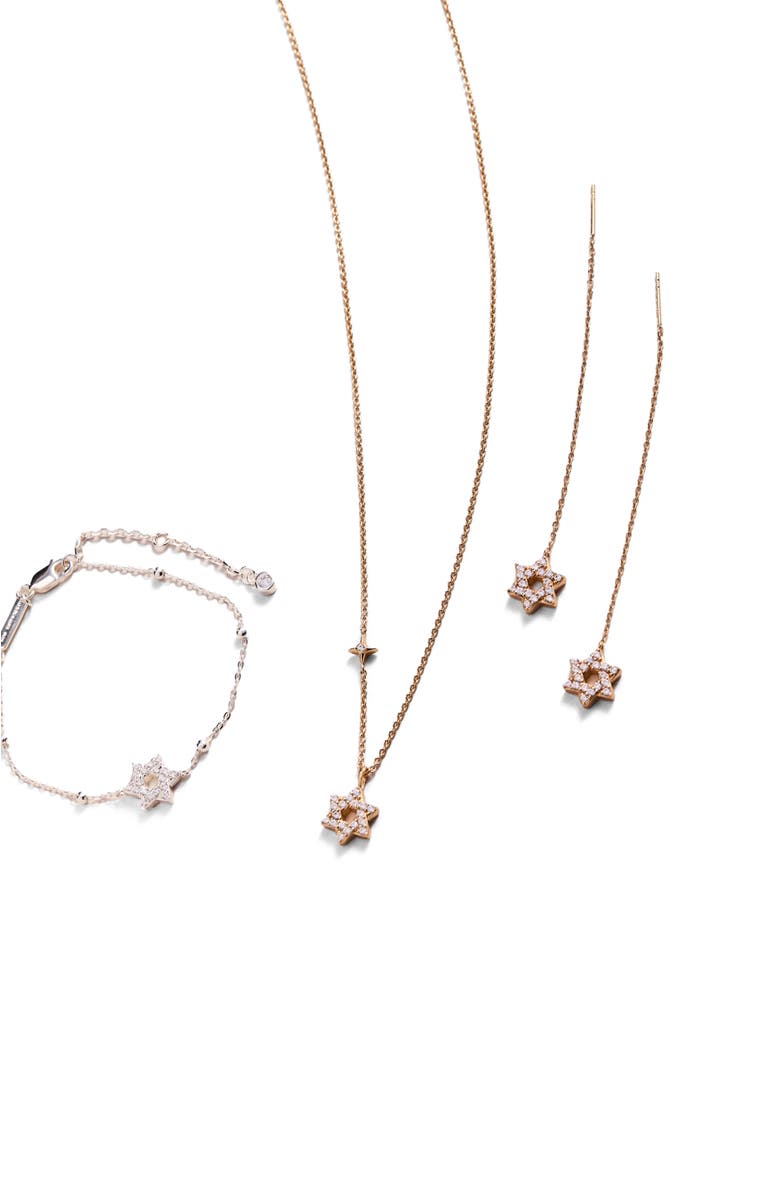 Alex and Ani Delicate Pave Star of David Threader Earrings, Alternate, color, Gold