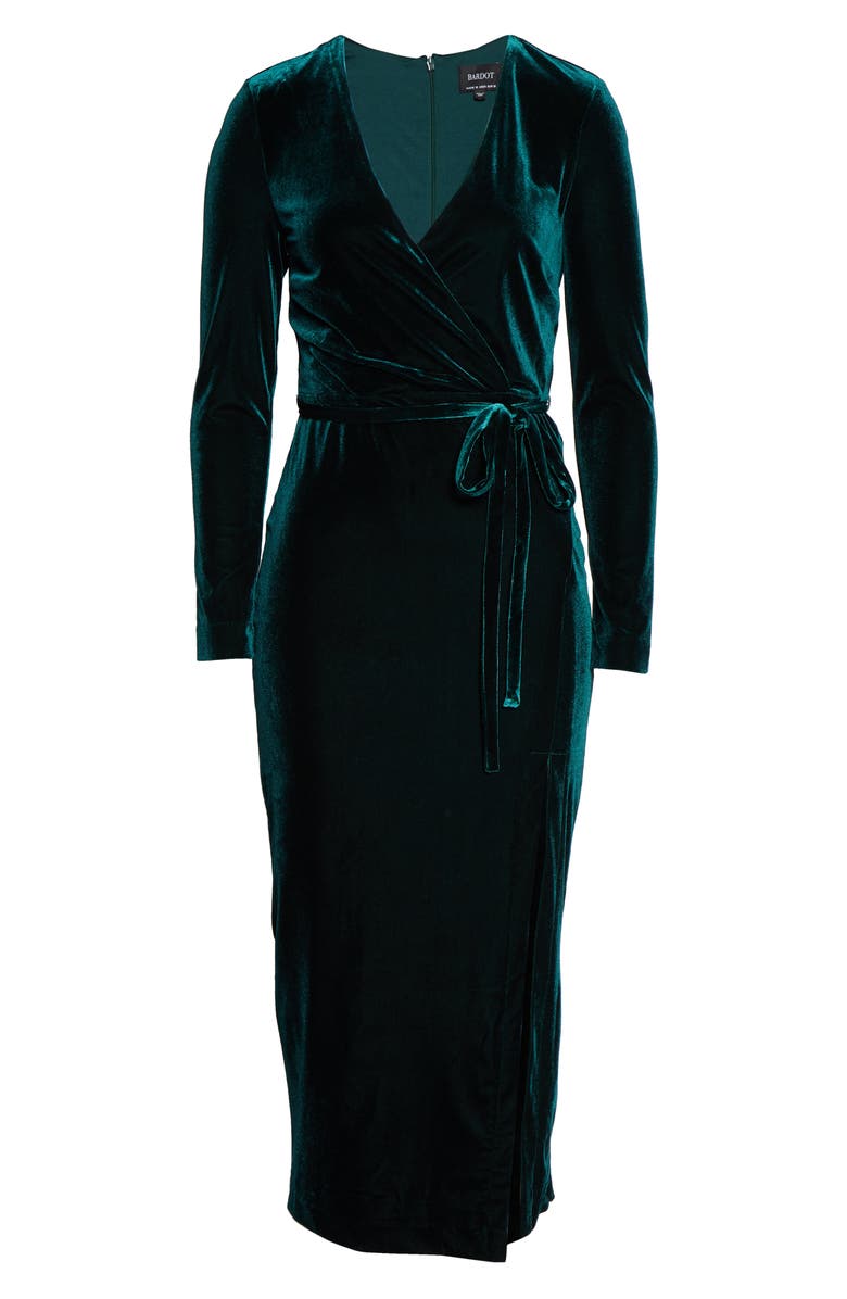 Bardot Morgan Long Sleeve Velvet Faux Wrap Dress, Alternate, color, 