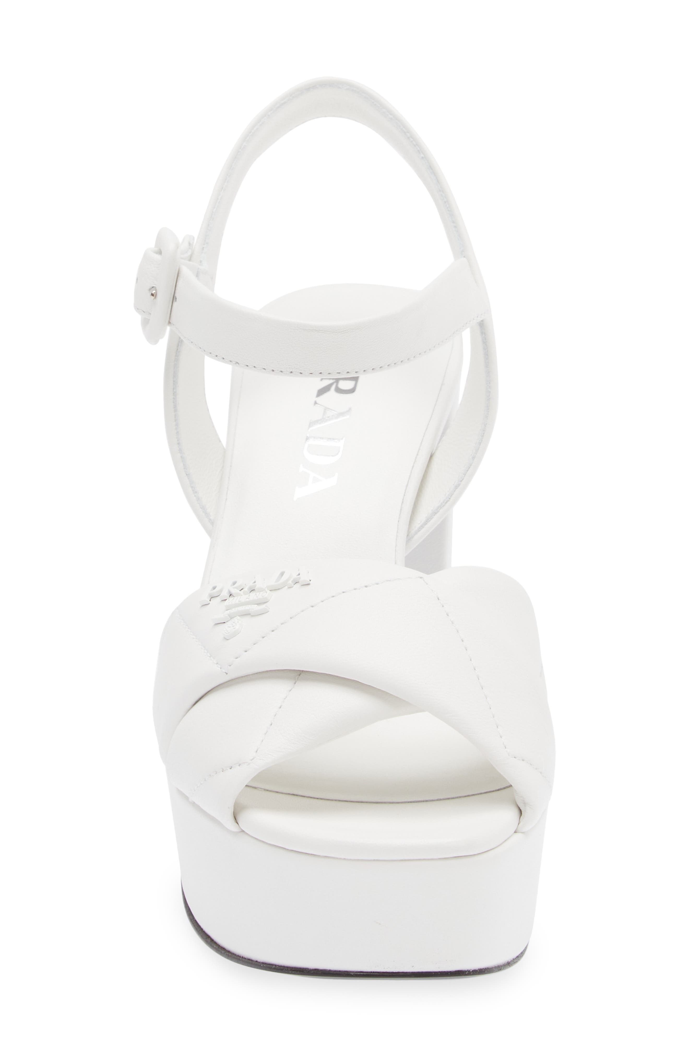 Prada Diagram Platform Sandal, Alternate, color, White