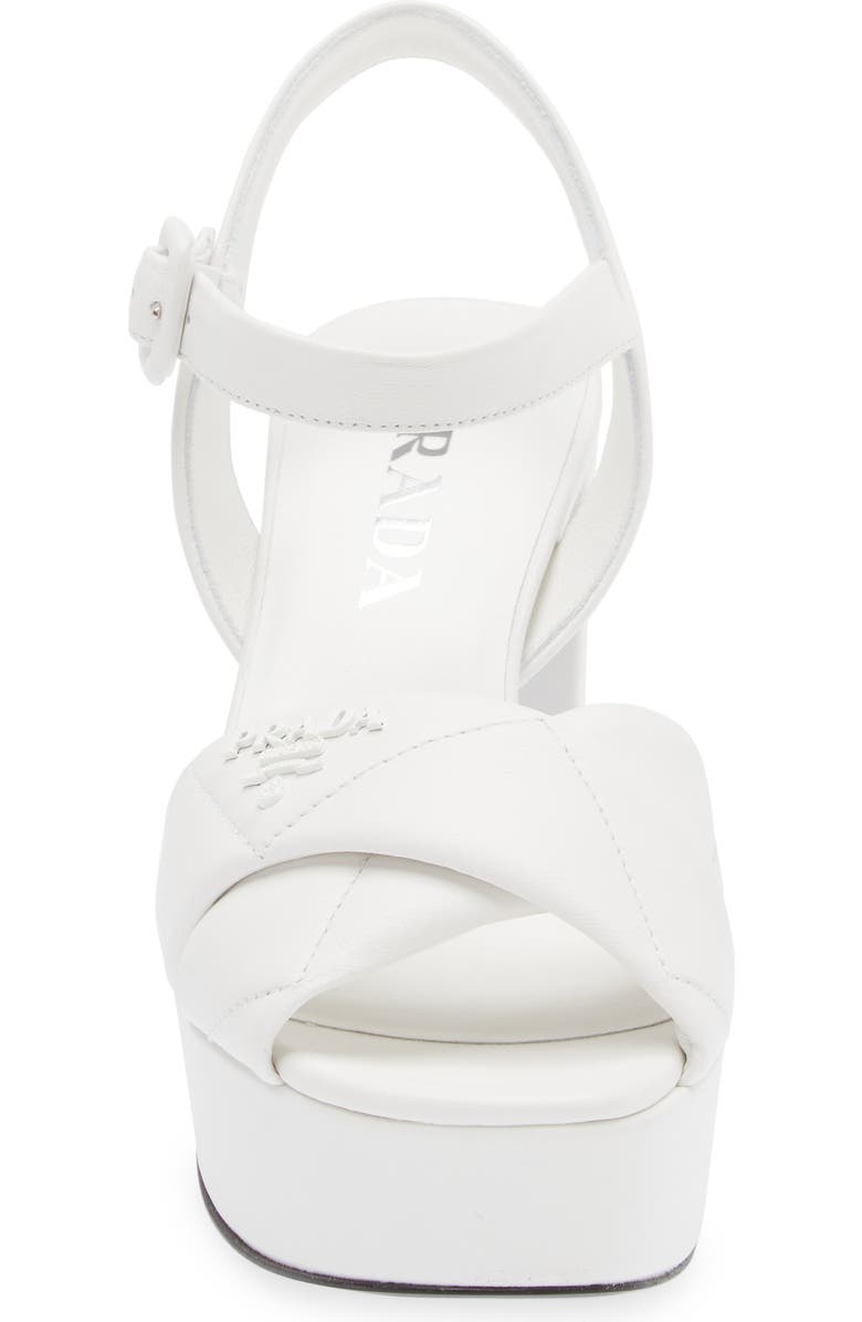 Prada Diagram Platform Sandal, Alternate, color, White