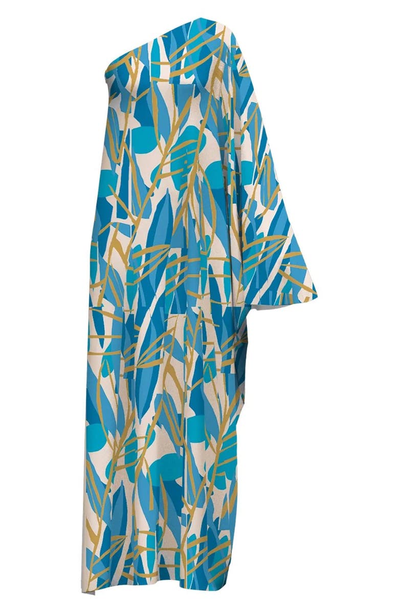 DIARRABLU Satu In Teal Blossom One-Shoulder Maxi Dress, Main, color,