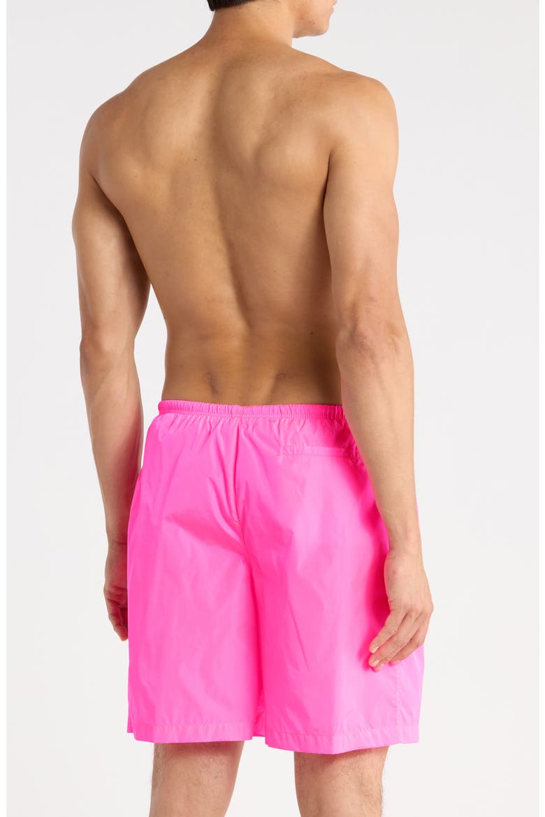 Curved Logo Swim Trunks, Alternate, color, FUSCHIA/LIGHT BLUE